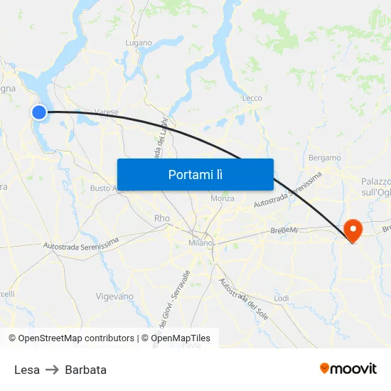 Lesa to Barbata map
