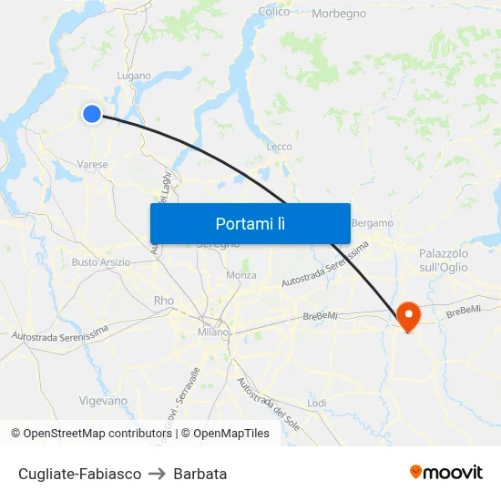 Cugliate-Fabiasco to Barbata map