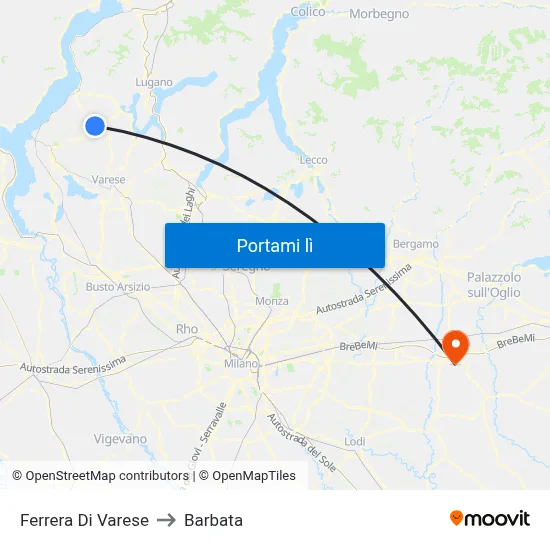 Ferrera Di Varese to Barbata map