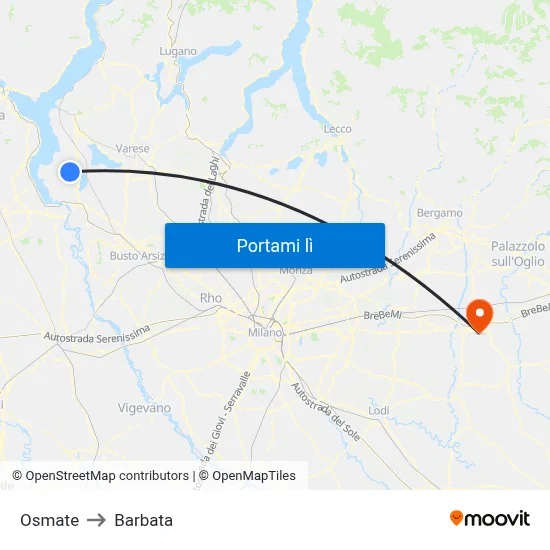 Osmate to Barbata map