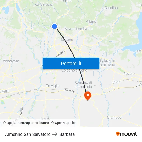 Almenno San Salvatore to Barbata map