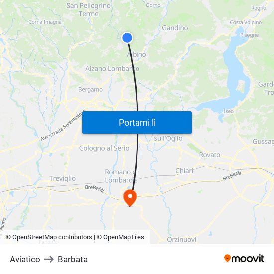 Aviatico to Barbata map