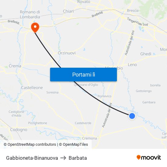 Gabbioneta-Binanuova to Barbata map