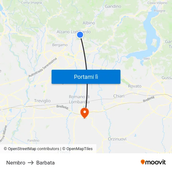 Nembro to Barbata map