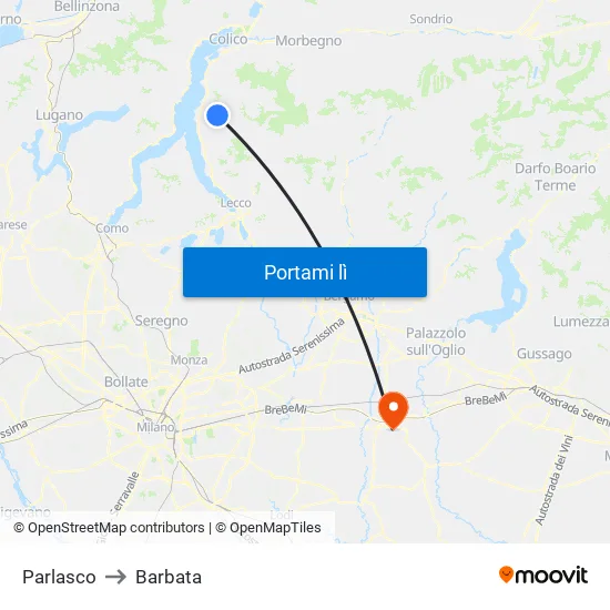 Parlasco to Barbata map