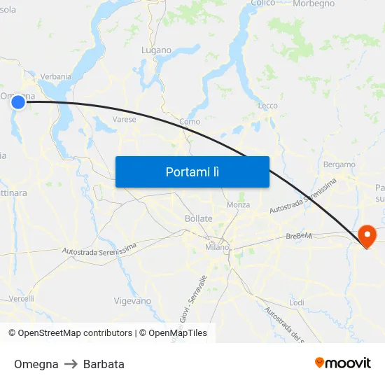Omegna to Barbata map