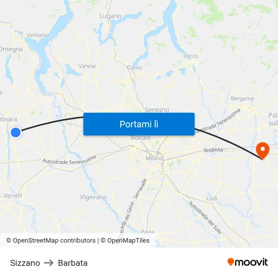 Sizzano to Barbata map
