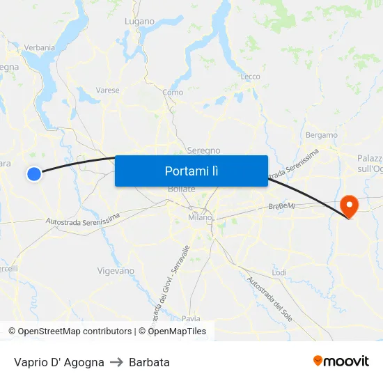 Vaprio D' Agogna to Barbata map