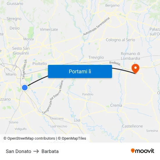 San Donato to Barbata map