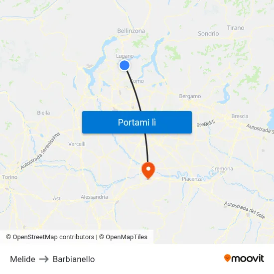 Melide to Barbianello map
