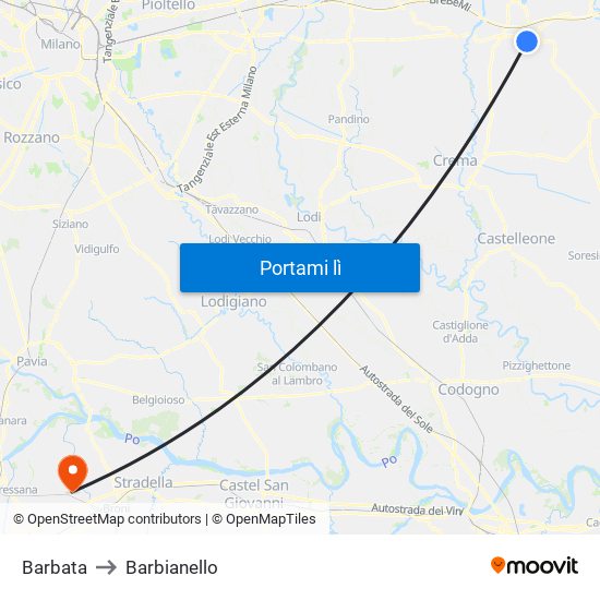 Barbata to Barbianello map