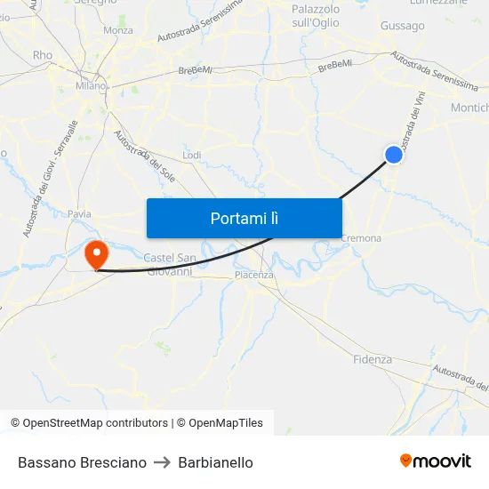 Bassano Bresciano to Barbianello map