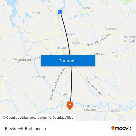 Blevio to Barbianello map