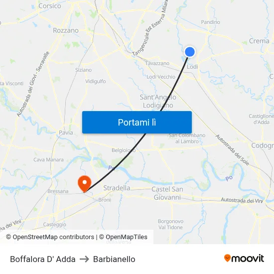 Boffalora D' Adda to Barbianello map