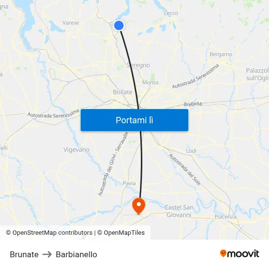 Brunate to Barbianello map