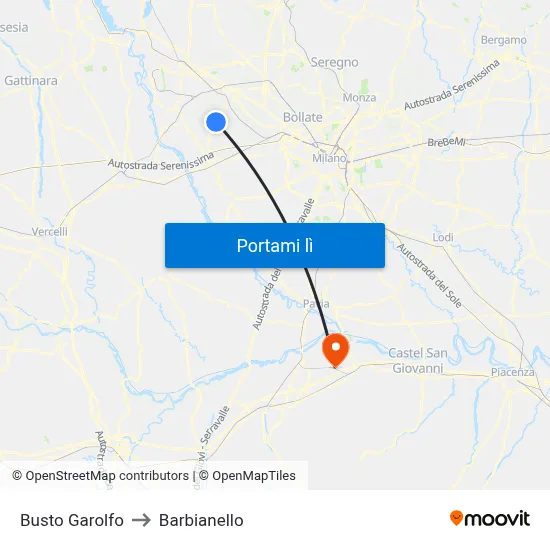 Busto Garolfo to Barbianello map