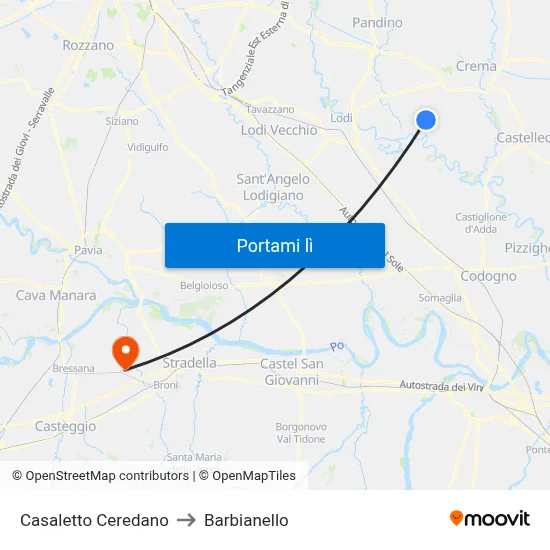 Casaletto Ceredano to Barbianello map
