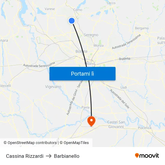 Cassina Rizzardi to Barbianello map
