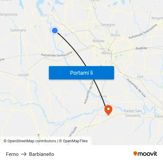 Ferno to Barbianello map