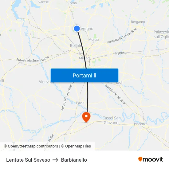 Lentate Sul Seveso to Barbianello map