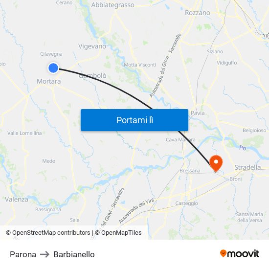 Parona to Barbianello map