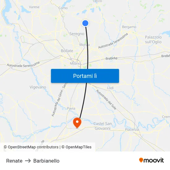 Renate to Barbianello map
