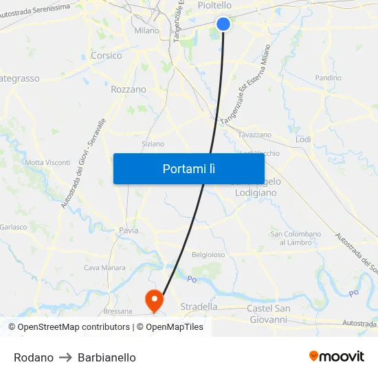 Rodano to Barbianello map