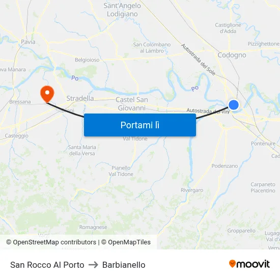 San Rocco Al Porto to Barbianello map