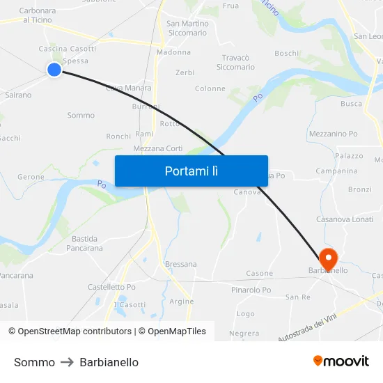 Sommo to Barbianello map