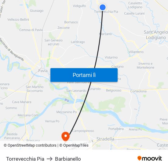 Torrevecchia Pia to Barbianello map