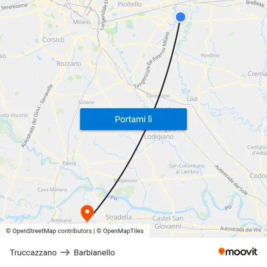Truccazzano to Barbianello map