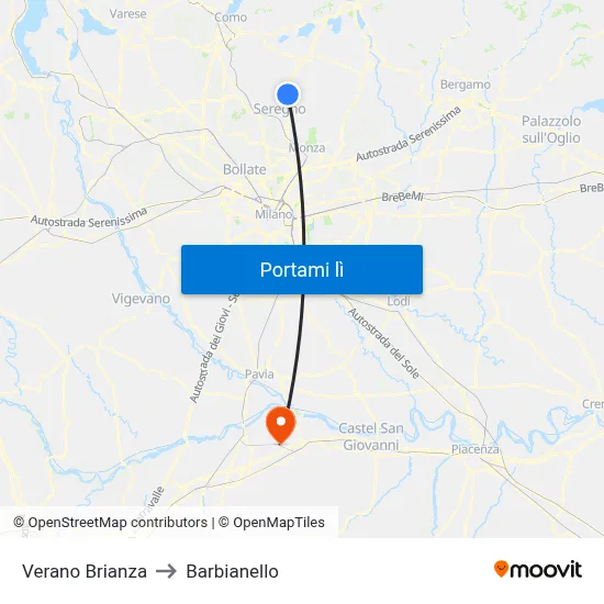 Verano Brianza to Barbianello map