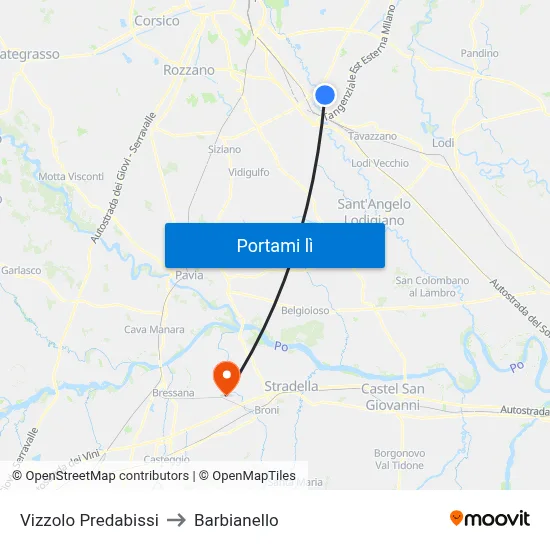 Vizzolo Predabissi to Barbianello map