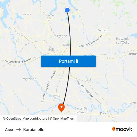 Asso to Barbianello map