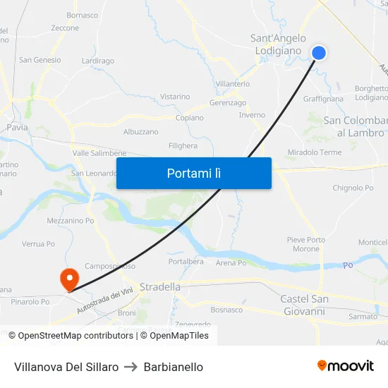 Villanova Del Sillaro to Barbianello map