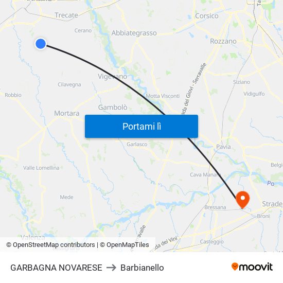GARBAGNA NOVARESE to Barbianello map