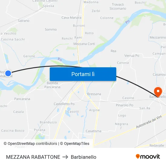 MEZZANA RABATTONE to Barbianello map