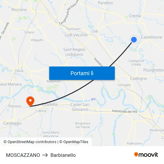 MOSCAZZANO to Barbianello map