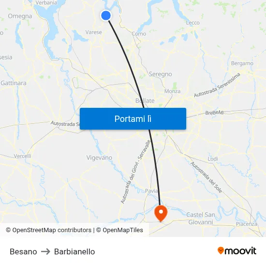 Besano to Barbianello map