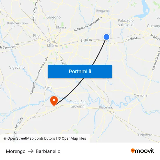 Morengo to Barbianello map