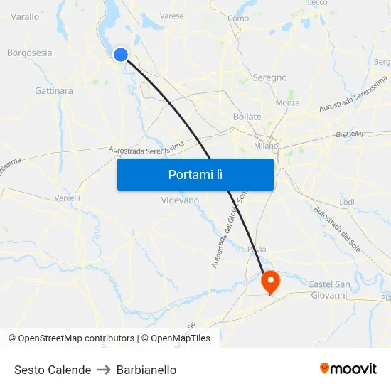 Sesto Calende to Barbianello map