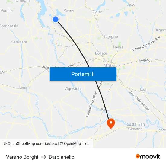 Varano Borghi to Barbianello map