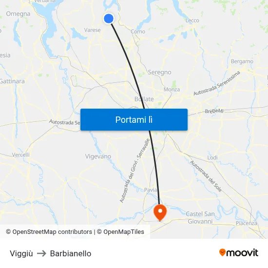 Viggiù to Barbianello map