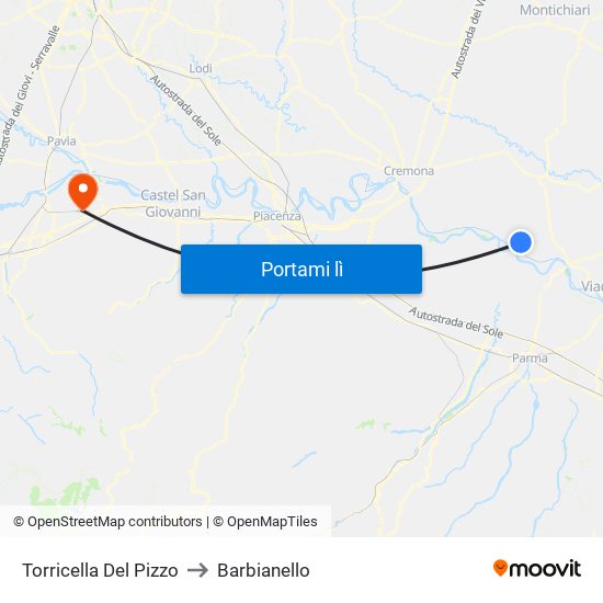 Torricella Del Pizzo to Barbianello map