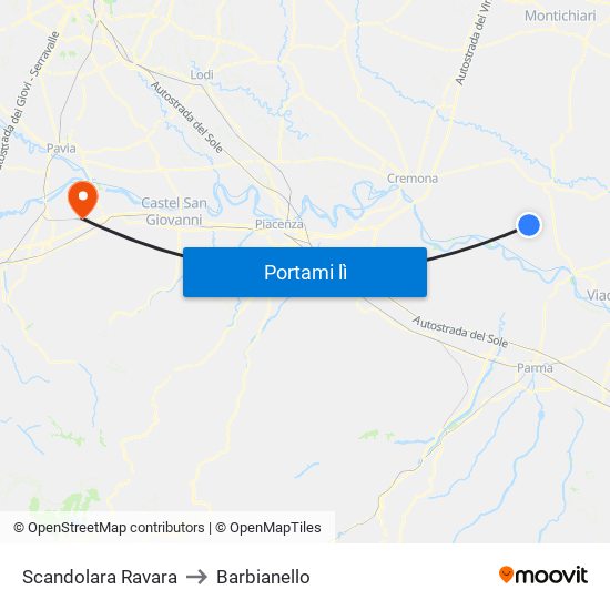 Scandolara Ravara to Barbianello map