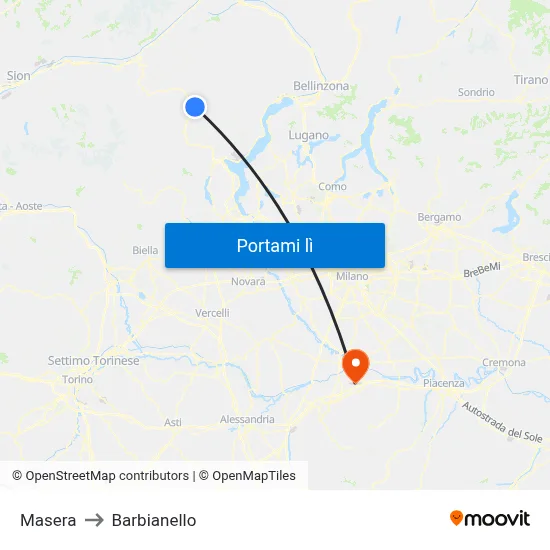 Masera to Barbianello map