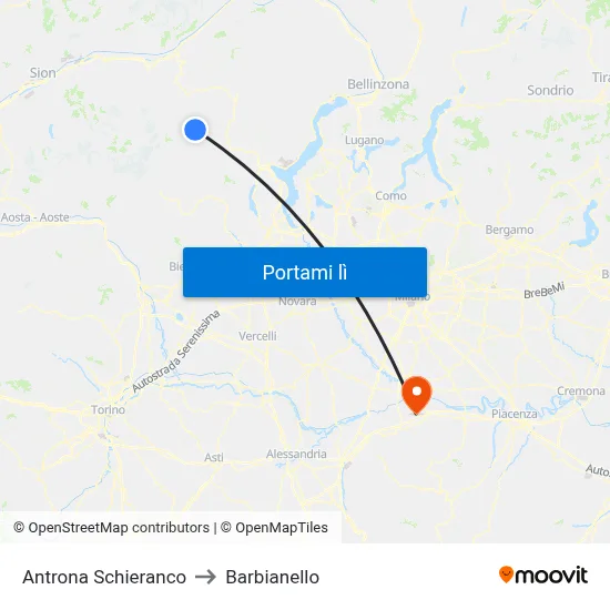 Antrona Schieranco to Barbianello map