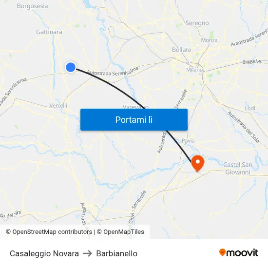 Casaleggio Novara to Barbianello map