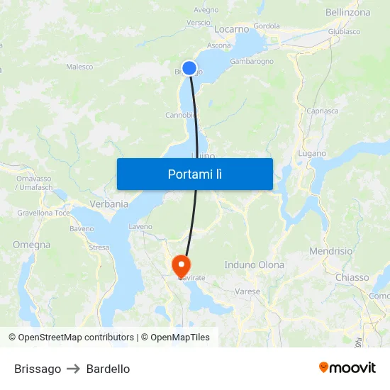 Brissago to Bardello map