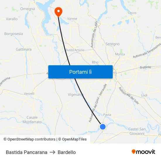Bastida Pancarana to Bardello map
